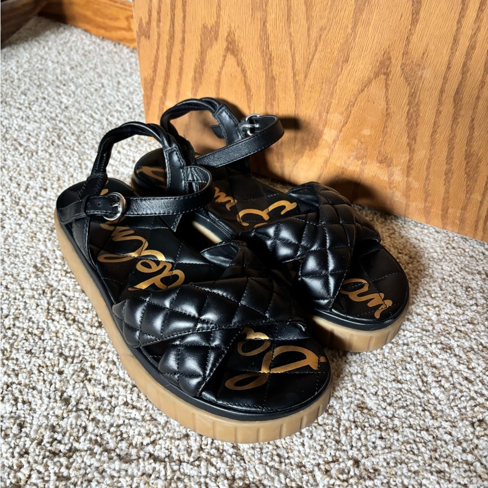 Sam Edelman Black Quilted Leather Sandals